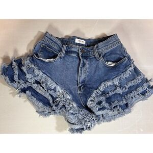 Vibrant MIU Women's Jean Shorts Distressed Cut Off Denim Size L